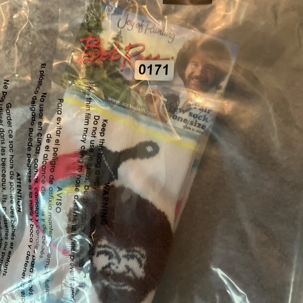 Bob Ross Socks One Size Fits Most New with Tags Happy Little Socks Hippie Artsy